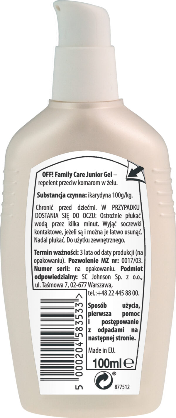 OFF Junior Insect Repellent Żel przeciwko komarom SC Johnson 100 ml